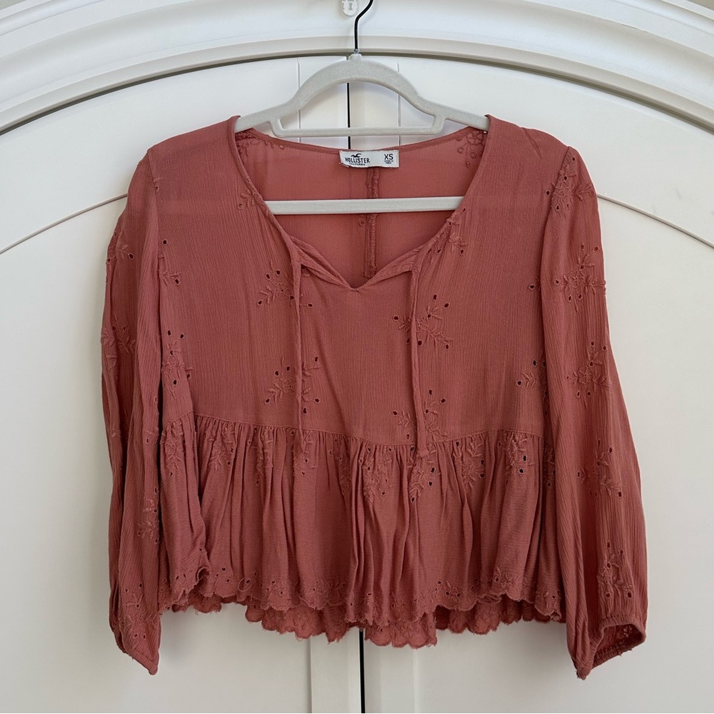 Hollister Flowy Floral Eyelet Top